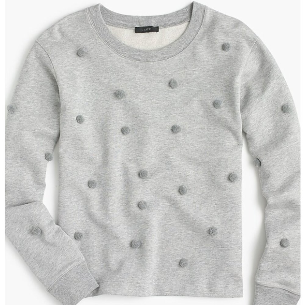 J. Crew Pom-pom Sweatshirt in Heather Grey